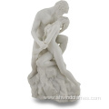 White Marble Finish Nude Sculpture of The Lovers